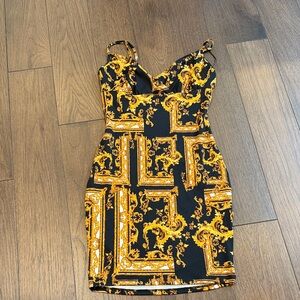 Bear Dance Black and Gold Mini Women's Dress Small C3-062